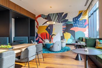 Modern co-working lounge at 903 peachtree apartments in atlanta, ga 30309